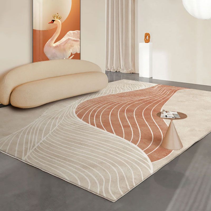 Tapis moderne Beige en Polyester, bloc de couleur, avec envers antidérapant, pour la décoration de la maison