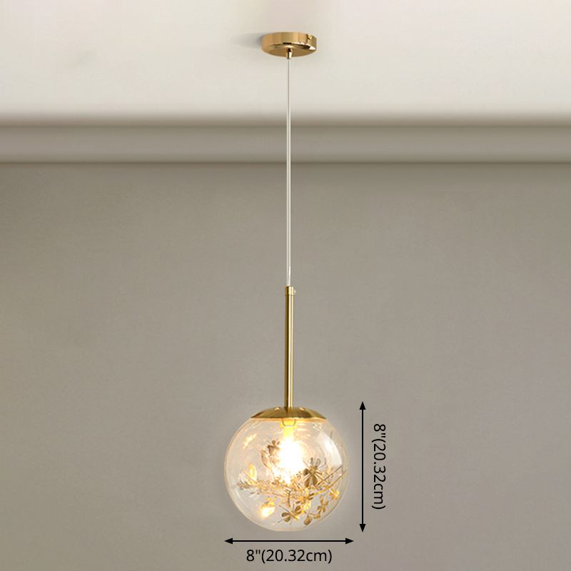 Sferisch glashangend plafondlicht Modern 1 lichte slaapkamer hanglamp in goud