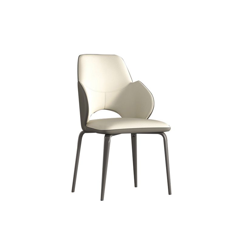 Modern Arm Chair Faux Leather Open Back Dining Room Chair for Kitchen