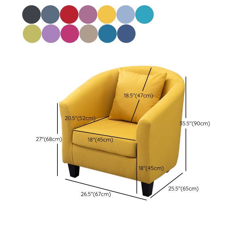 Contemporary Basic Four Legs Armchair Arms Included Barrel Accent Chair