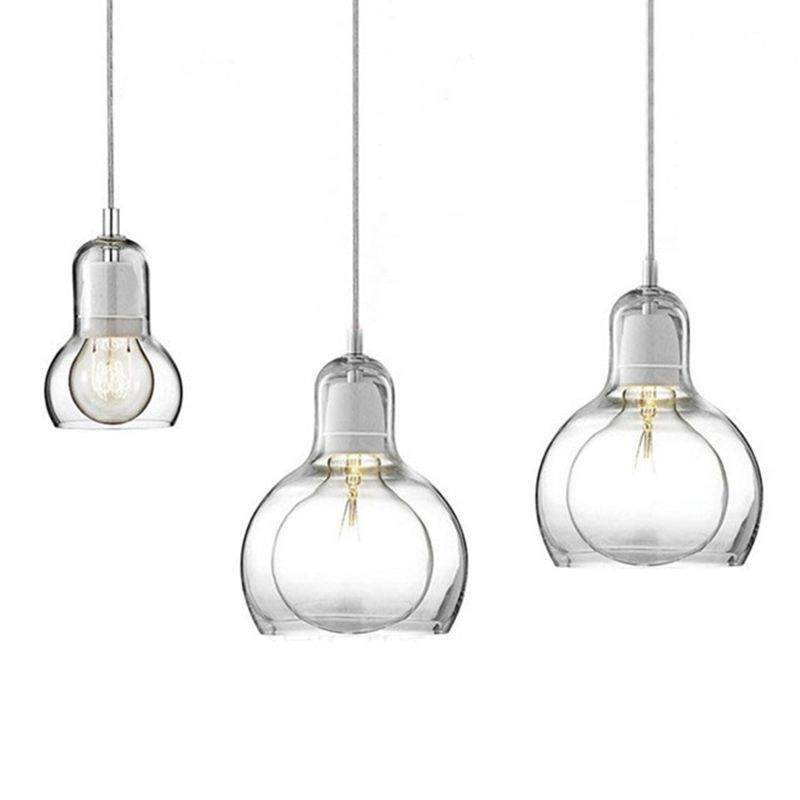Bulb Glass 1 Light Hanging Light Fixtures Adjustable Wire Pendant Lighting for Restaurant