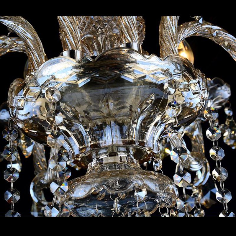 Gold Beveled K9 Crystal Suspension Lamp Candelabra Traditional Style Ceiling Lamp for Bedroom