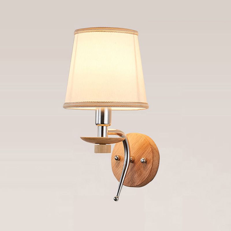 Modernist Wall Sconce Tapered Wall Light Fixture with Fabric Shade for Bedroom