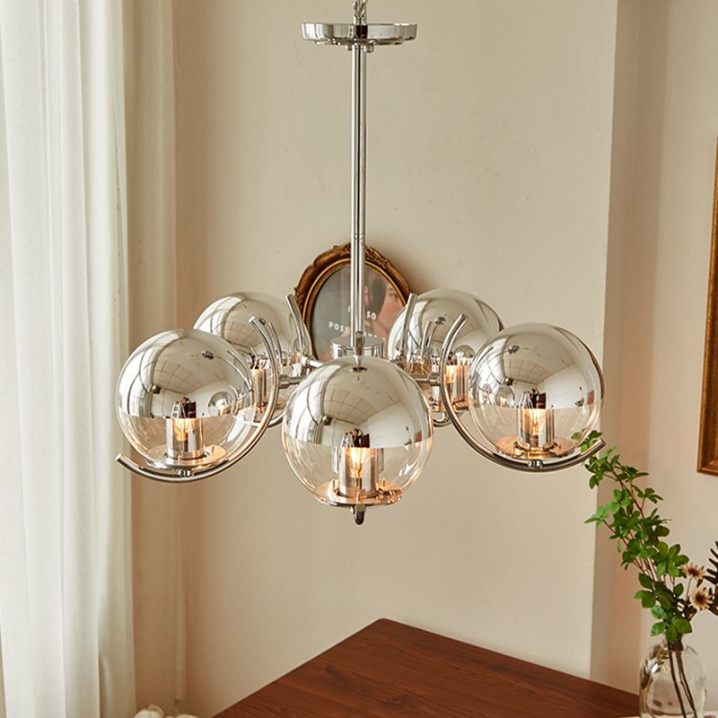 Postmodern Chandelier Light Fixtures Sliver Multi Head Hanging Chandelier for Bedroom