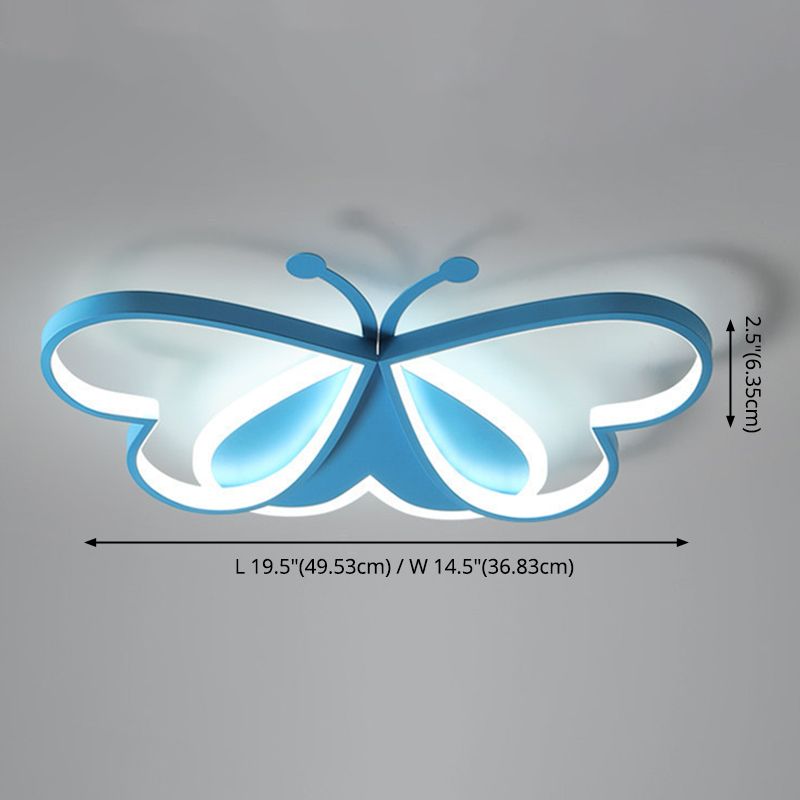 Butterfly Flush Mount Ceiling Light Fixtures Kids Metal Ceiling Mount Chandelier for Bedroom