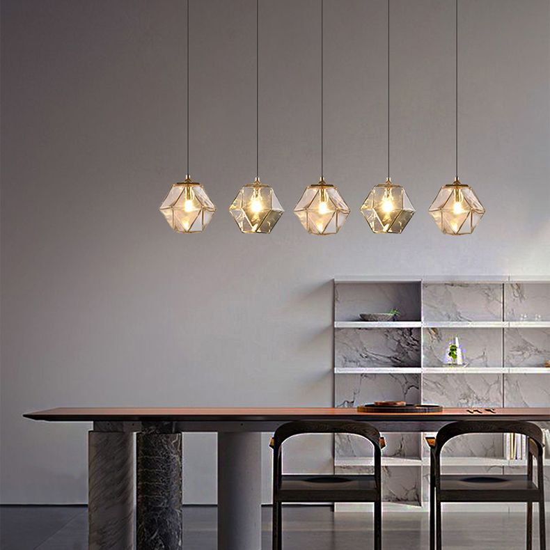 Verre géométrique suspendue Lumière Créative 1 Livrage léger Pendant le suspension moderne