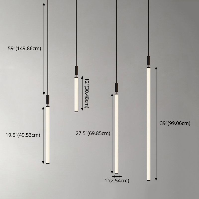 Lampada a sospensione del soffitto tubolare Minimalista Acrilico Black-White LED LEGGIO