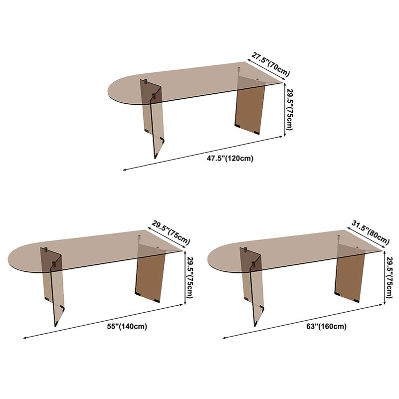 Glass Contemporary Free Form Dining Table Clear Glass Table for Dining Room and Kitchen