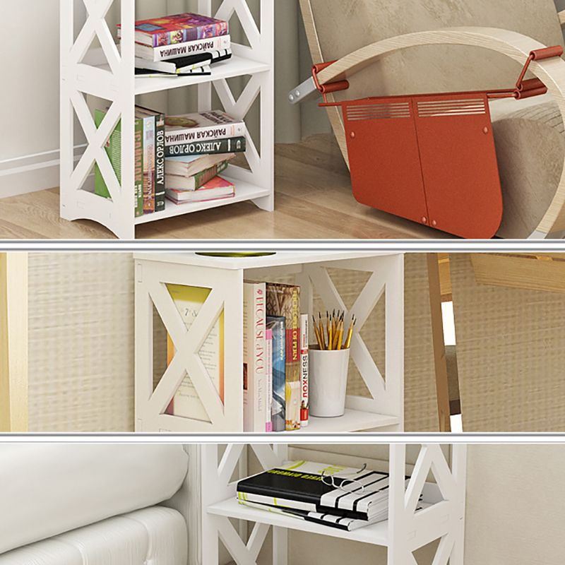 Engineered Wood Bookshelf Modern Open Back White Bookcase , 9.4" W