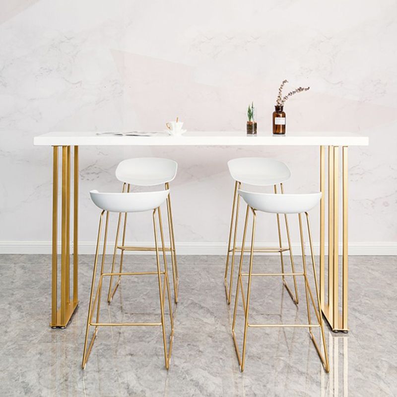 Glam Style Bar Table 42-inch Height Wood Top Bistro Table with Gold Pedestal