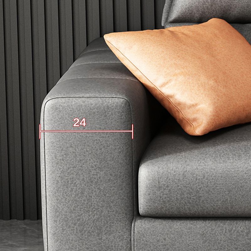 Square Arm Dark Gray Stain-Resistant Faux Leather Modular L-Shape Sofa