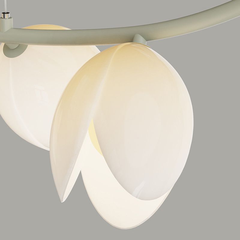 5-Light Green/White Finish Modernism Shaded Statement Kitchen Island Light