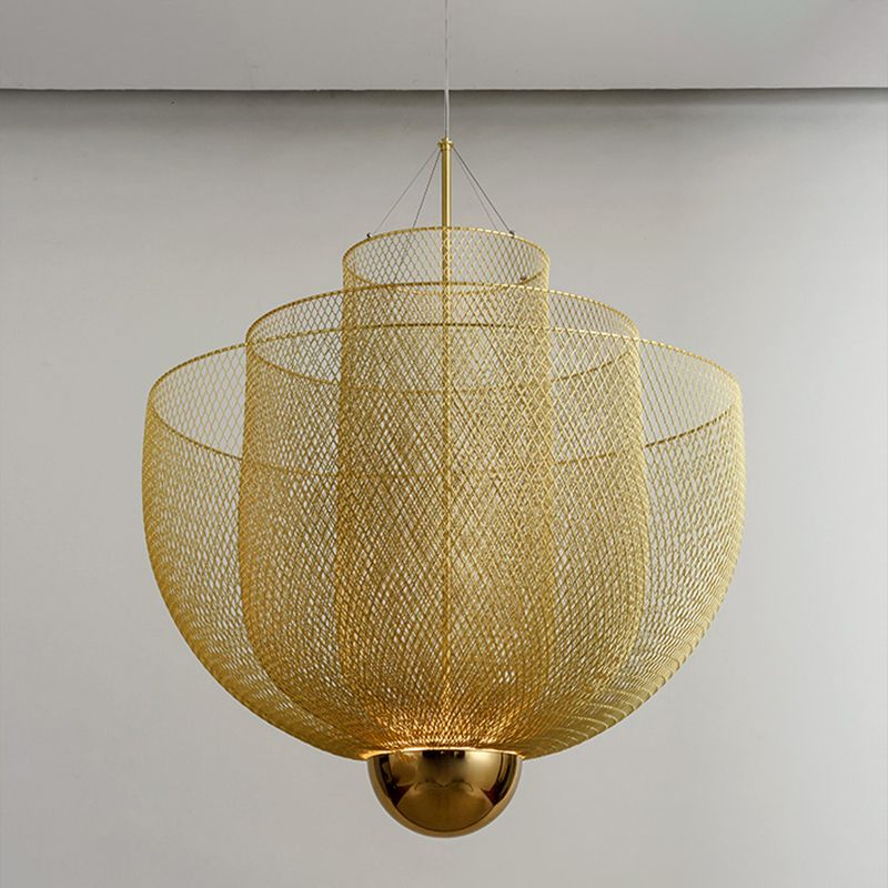 Draadmesh Bowl Kroonluchter Licht LED Post Modern hangend licht licht in goud/zilver