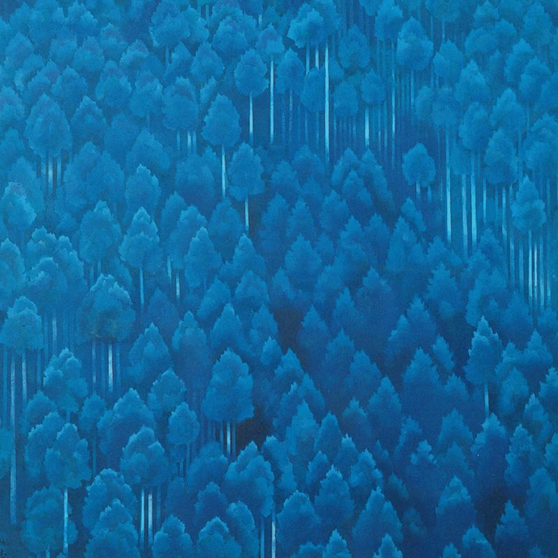 Huge Forest Wall Mural for Bedroom Floral Print Wall Art in Blue, Moisture Resistant