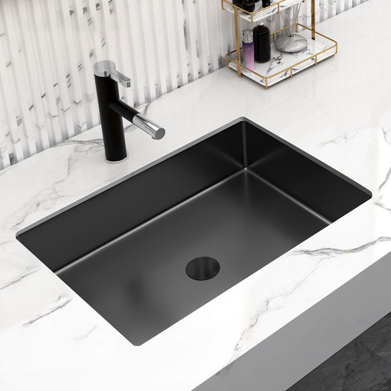 Modern Black Basin Sink Stainless Steel Rectangular Undermount Bathroom Sink