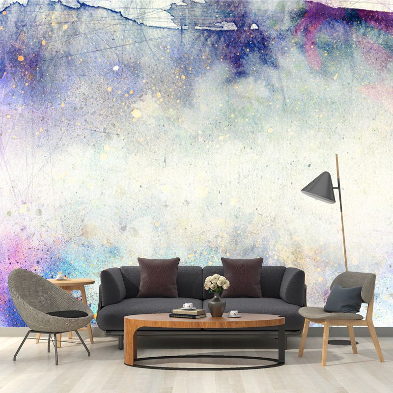 Art Deco Spray Paint Mural Non-Woven Waterproofing Grey Wall Covering for Bedroom