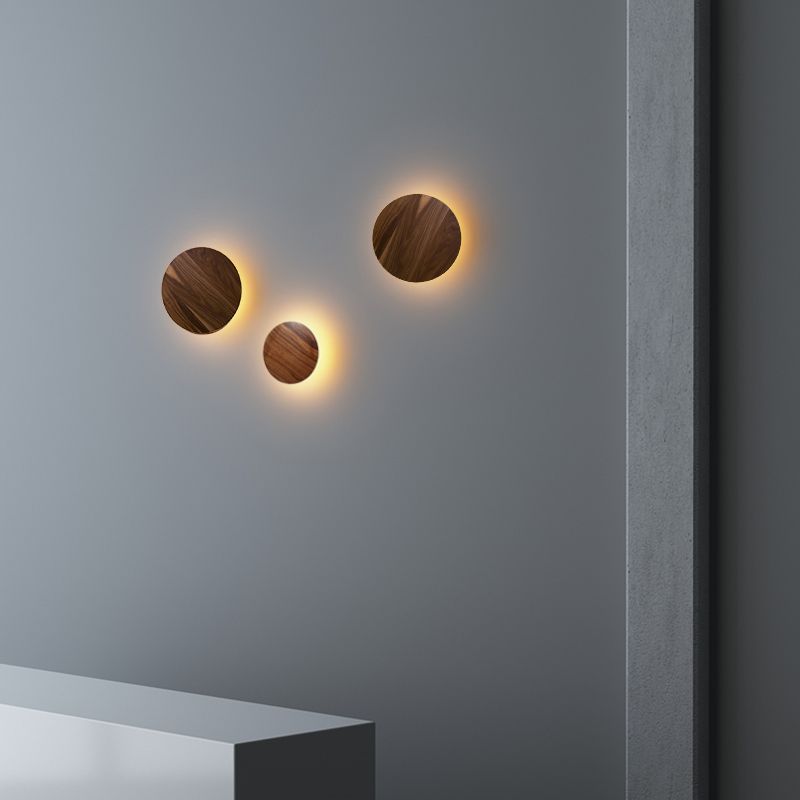 Stile minimalista Nordico Round Disc Sconce Lampada in legno 1 Prononi leggeri