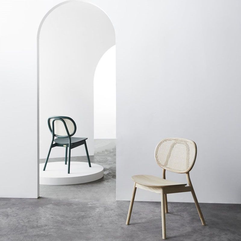 Contemporary Rattan Dining Chair Open Back Dining Side Furniture in Matte Finish