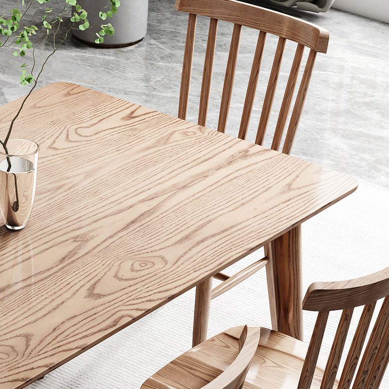 Legno rettangolo in tavolo da pranzo marrone Tavolo di cenere moderno con 4 gambe per il ristorante