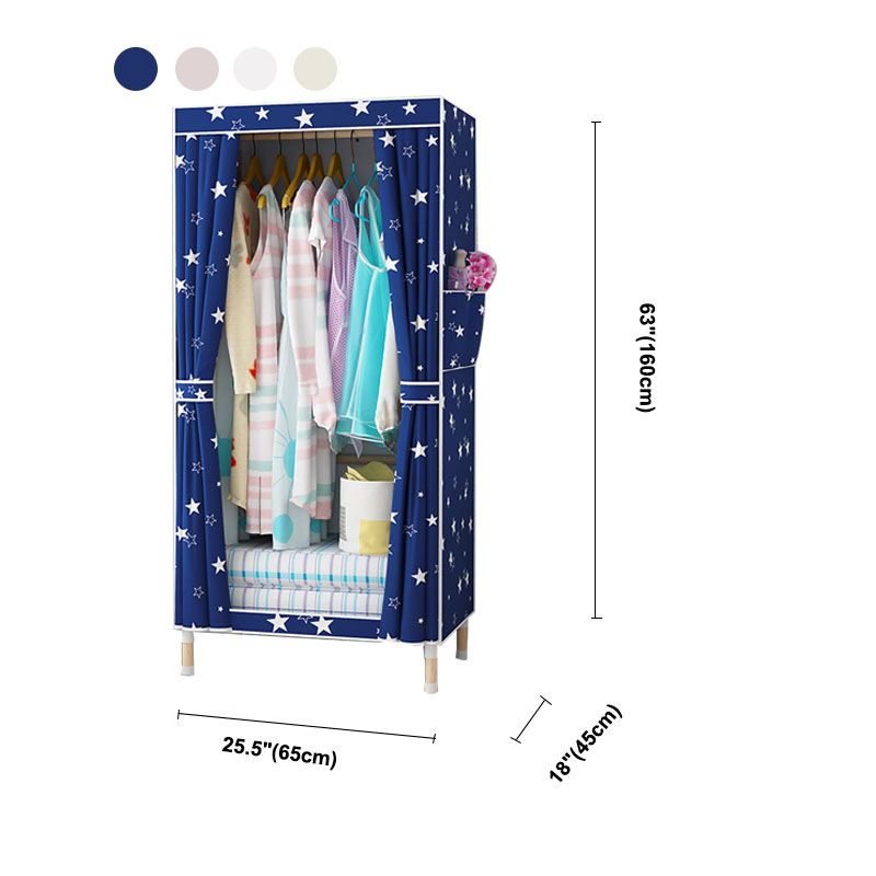 Metal Modern Armoire Shelves Storage Wardrobe Closet with Garment Rod