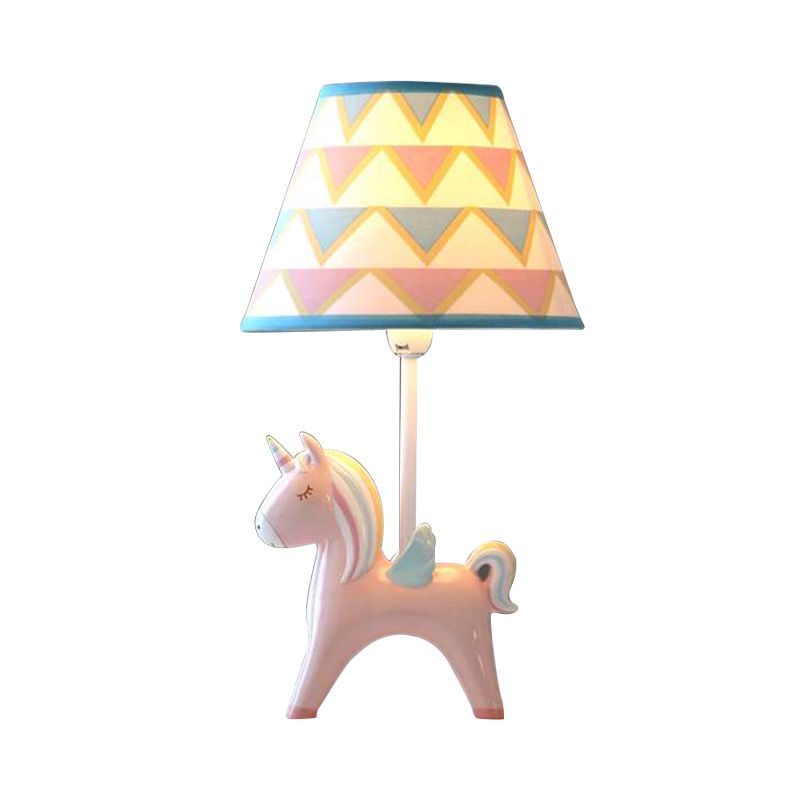 Modern Lovely Carousel Table Light One Light Resin Table Lamp with Tapered Shade for Kid Bedroom