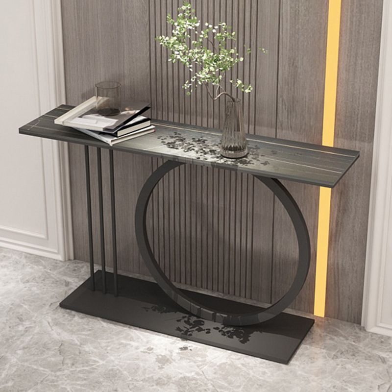 31.5" Tall Stone Accent Table Scratch Resistant Console Table with Shelf