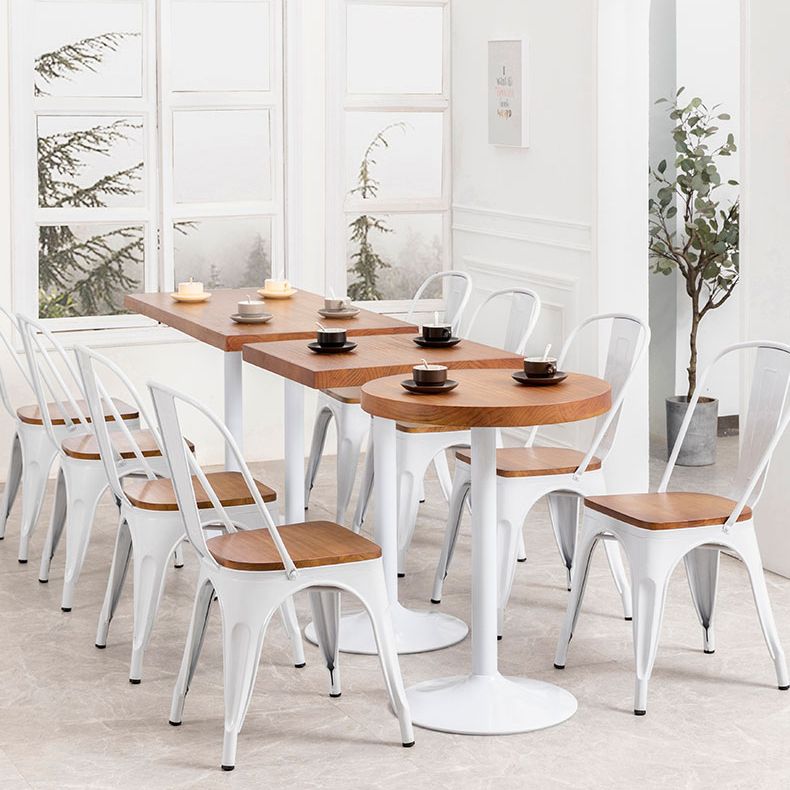 Metal Industrial Indoor Table Pine Solid Wood Top Table for Dining Room