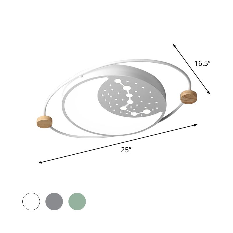 Planet Flushmount Lighting Creative Acrylic Led Gray/Green/White Ceiling Mounted Light with Star Pattern