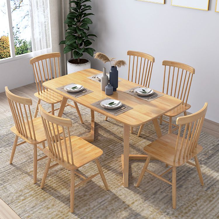 Mesa rectangular de roble moderno, muebles de pedestal doble de madera maciza para interiores