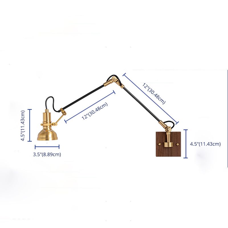 Goldene Metallwandlampe Leuchten Industrial Swing Arm Lampe für Schlafzimmer