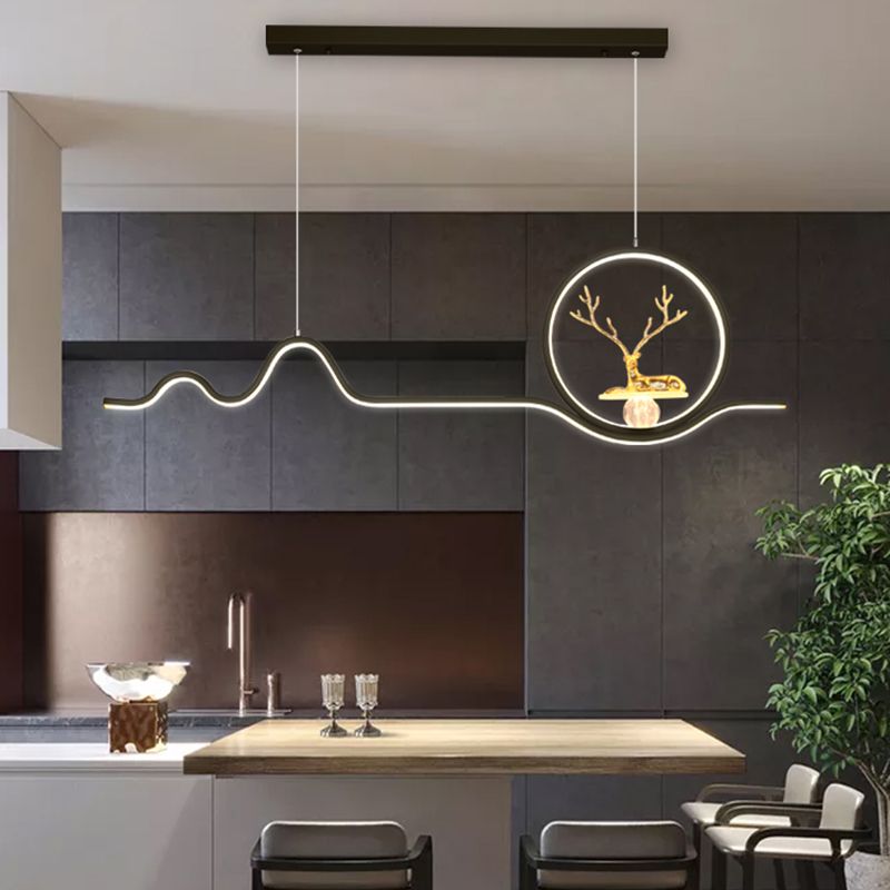 Linear Shape Island Lights Modern Style Metal 2-Light Pendant Lighting Fixtures