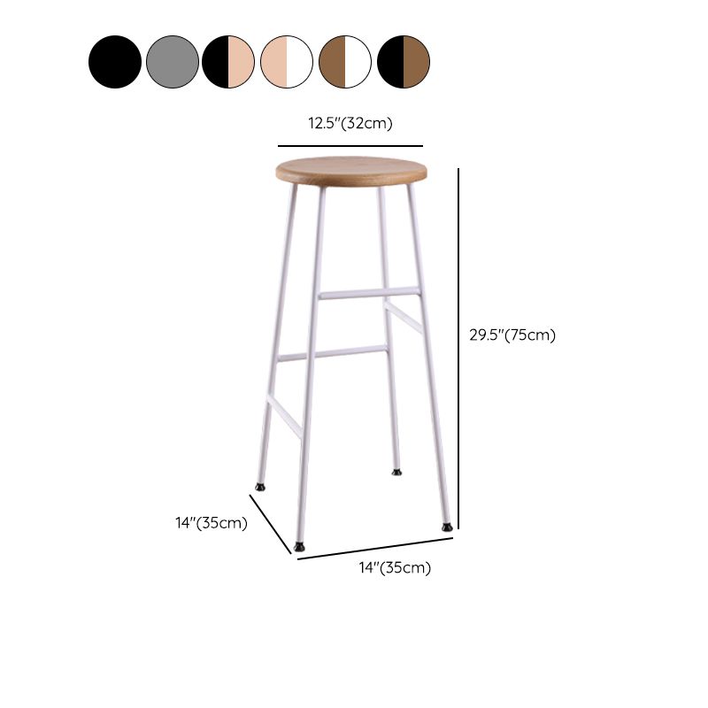 Contemporary Metal Legs Solid Wood Indoor Bar Stool with Footrest
