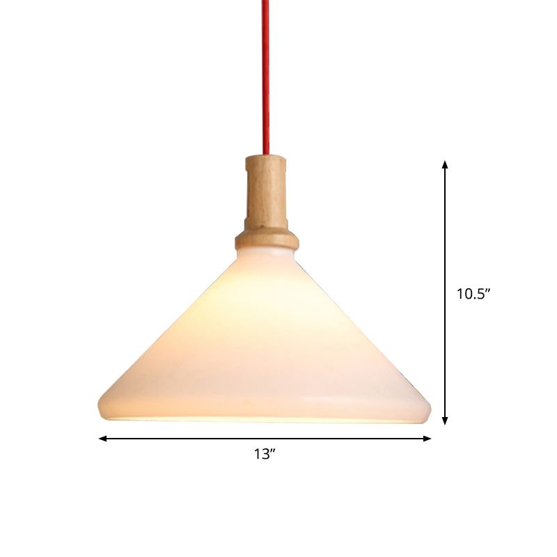 Nordic Conical Pendant Ceiling Light Frosted Glass 1 Light White Dining Room Hanging Light