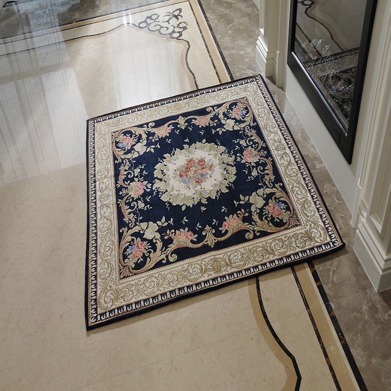 Victorian Style Foyer Rug Multi-Color Flower Print Rug Polypropylene Pet Friendly Anti-Slip Backing Washable Rug