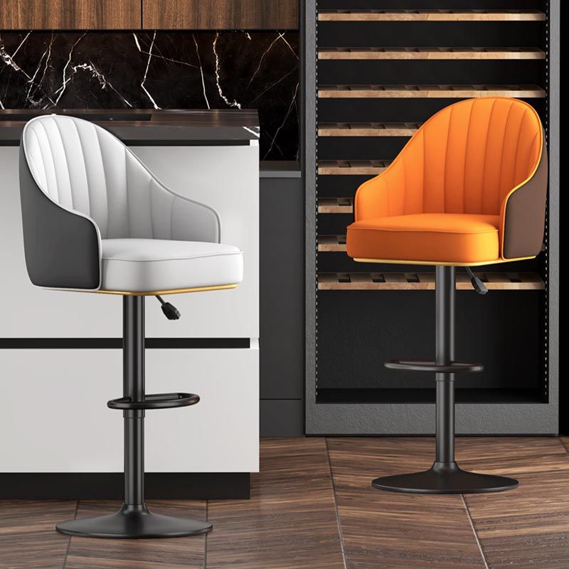 Industrial Style Metal Bar-stool PU Leather Counter Bar Stool for Kitchen