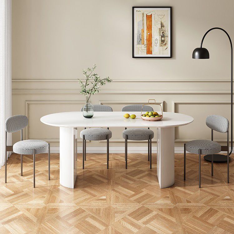 Sintered Stone White Esstisch Einfachheitstisch mit doppelter Sockel für Esszimmer