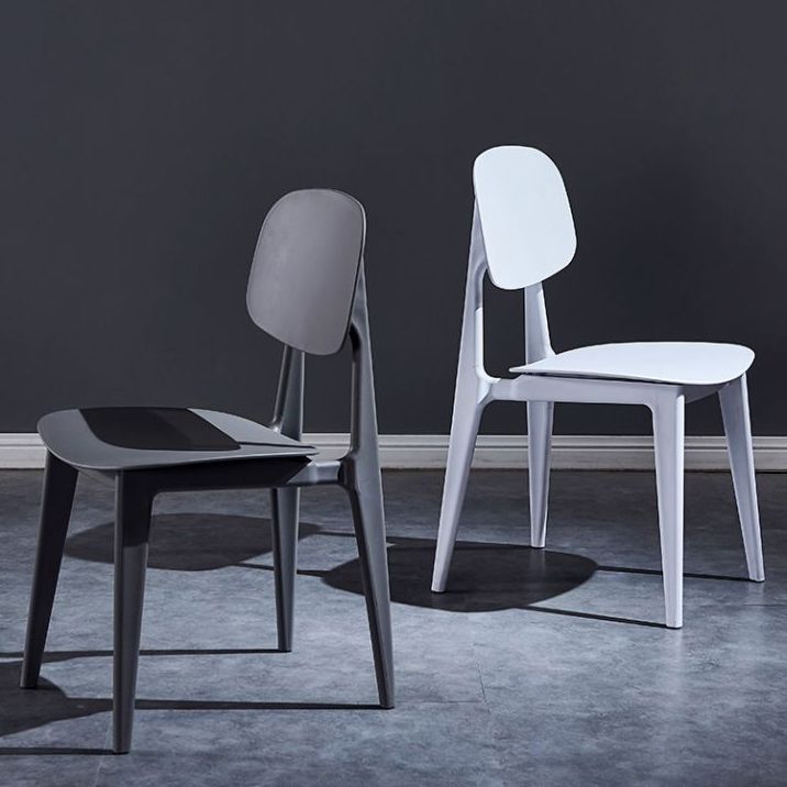 Minimalist Style Open Back Dining Side Chairs Plastic Dining Armless Chairs for Home