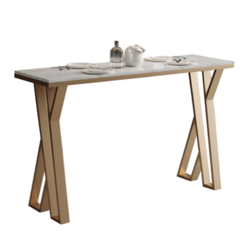 Glam Rectangle Stone Bar Table Set 1/5 Pieces Counter Table with High Stools