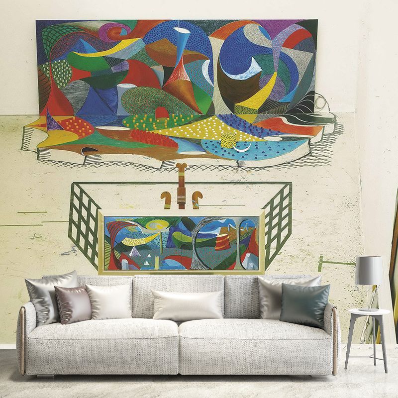 Whole Abstract Mural for Accent Wall David Hockney Works Wall Covering in Multi Color, Washable