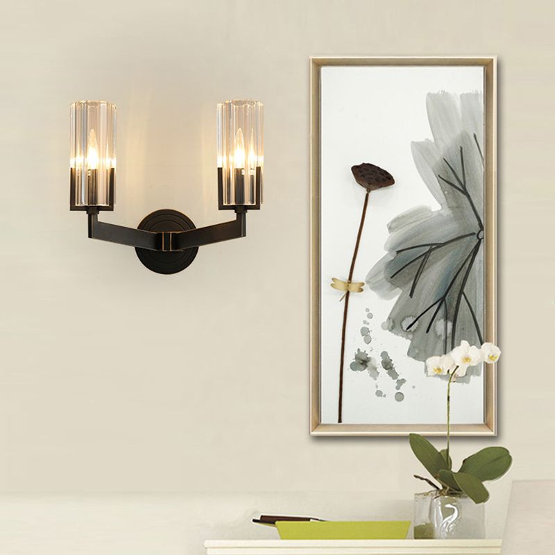 Cylinder Clear Glass Wall Lamp Sconce Industrial Wall Sconce Fixture Light for Living Room