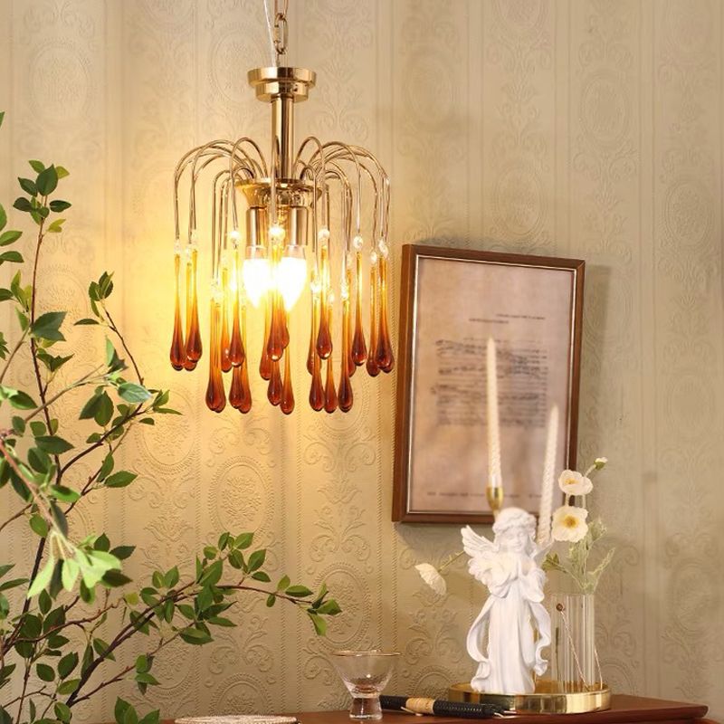 American Metal Chandelier Brown Brawn Tecrid Hasped Hanging Light for Bedroom