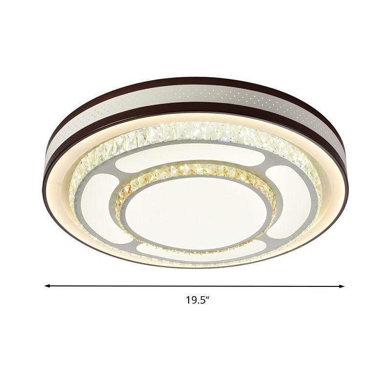 Tier Flush Light 19.5"/31.5" Dia Modern Style Crystal LED Ceiling Mounted Light in White