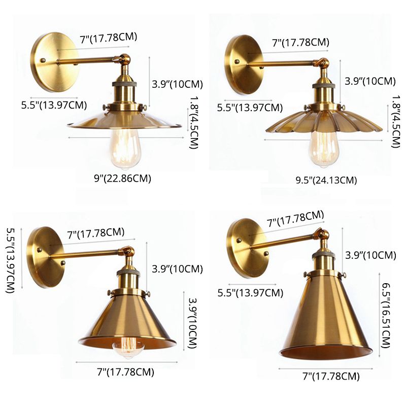 Elektroplattierte Kupfer Vintage Industrial Style Wandlampenschwung Arm Design Single Lampenleuchte für Restaurants