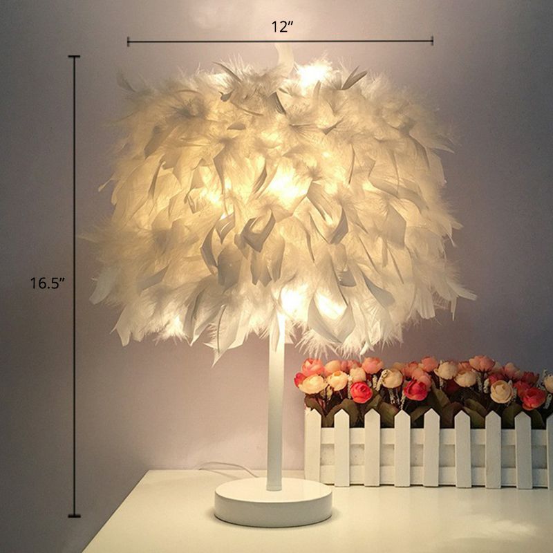Éclairage de table de plumes en forme de cylindre LAMPE NORDIQUE SEUX-BULB