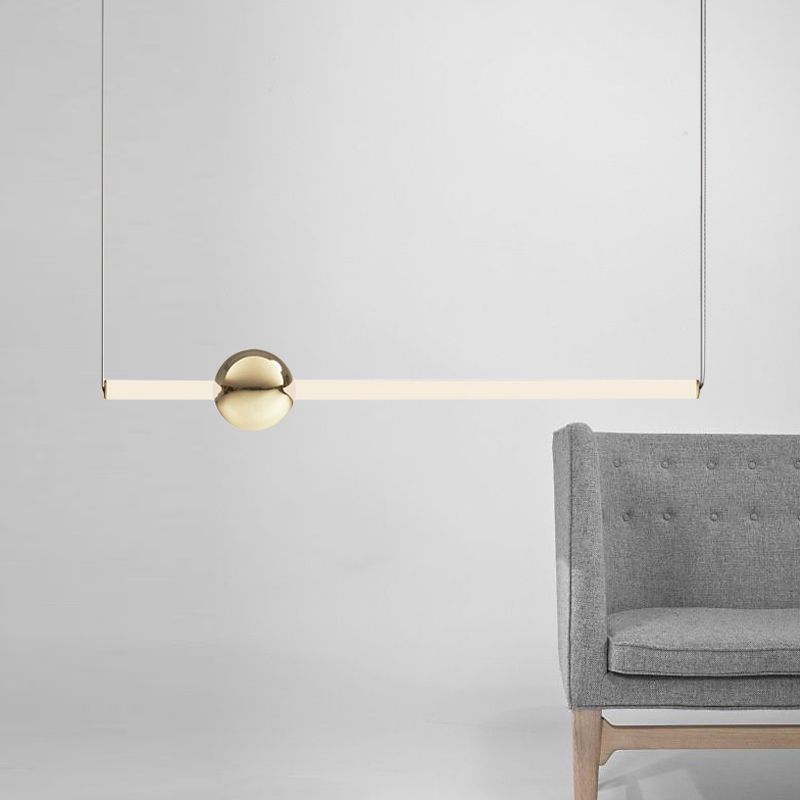 Röhrchen Weiß/Goldglas -Kronleuchterlampe Moderne 1 Lichter Gold/Weiß -LED -Decke Anhänger Licht mit horizontalem/vertikalem Design