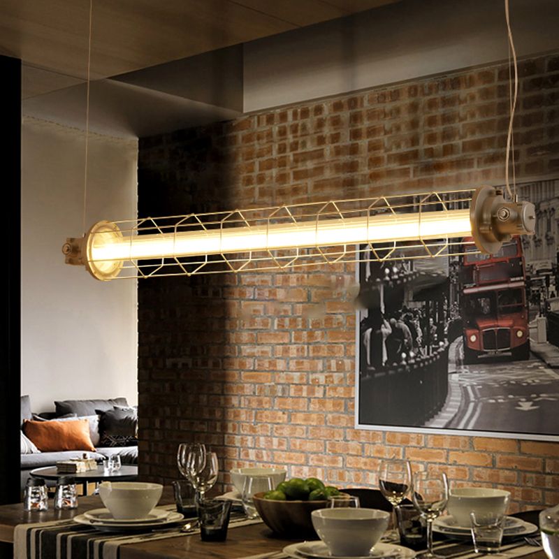 Industrial Style Aluminum Hanging Lamp Cylinder Shape Island Light Fixture for Living Room