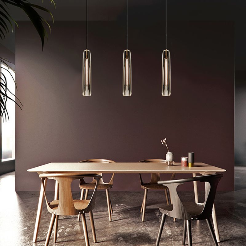 Crystal Pendante Light Contemporary Smoke Grey Pendant lampe pour le salon