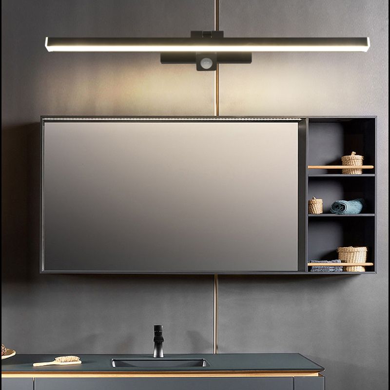 Linear Shape Metal Vanity Light Modern Style 1 Light Vanity Light Fixture in Black