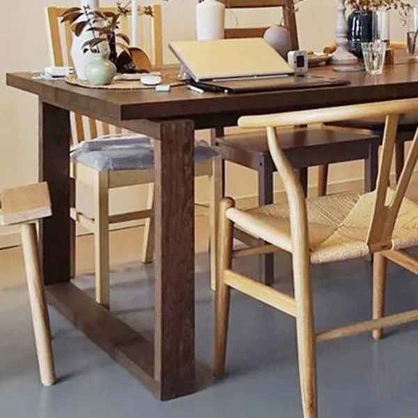Solid Wood Top Dining Table Contemporary Rectangle Dining Table with Sled Base