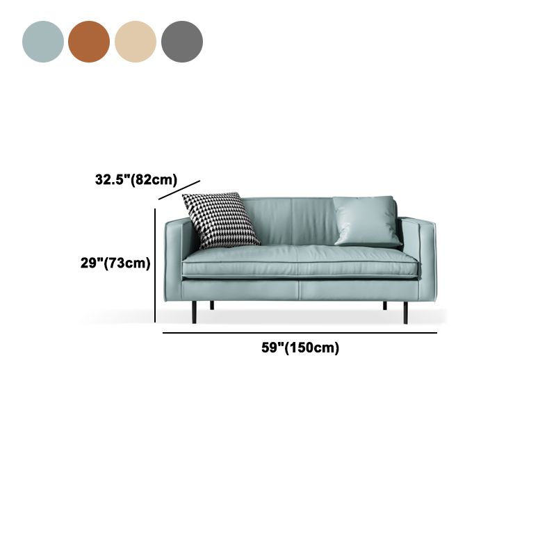 Living Room Standard Stationary Cushions Faux Leather Square Arm Sofa